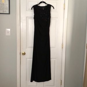 R&M Richards dress in black w/ ruching and sequins